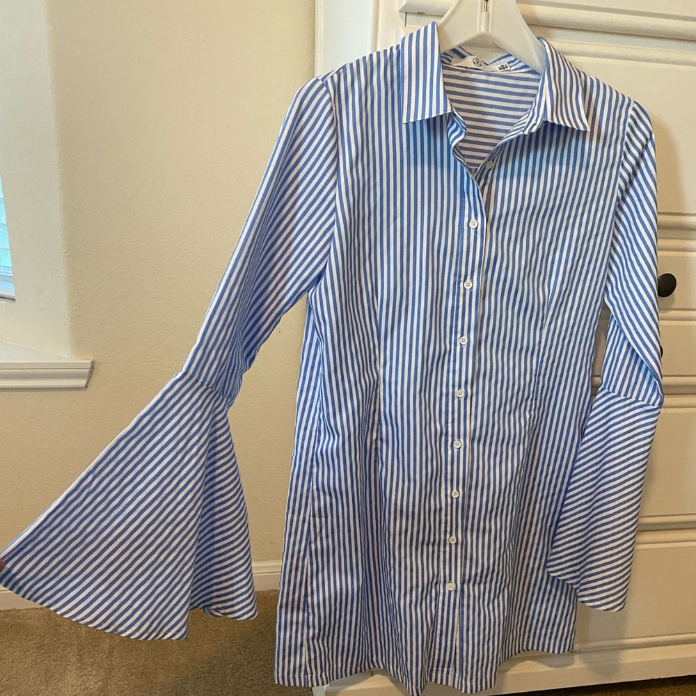 Missguided button striped down dress